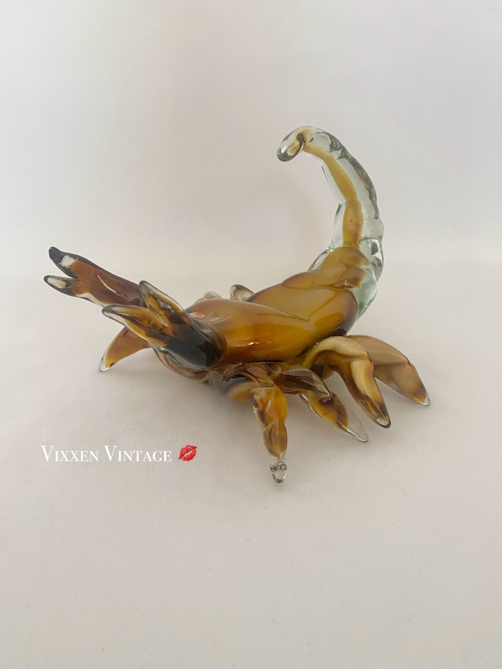 VINTAGE 1960'S CRISTALES DE CHIHUAHUA HAND BLOWN GLASS SCORPION FIGURINE